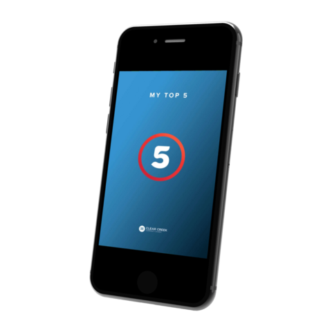 Smartphone showing MyTop5 mobile app splash screen